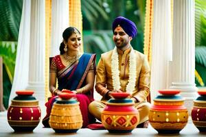 Indisch bruiloft fotografie in Bangalore. ai-gegenereerd foto