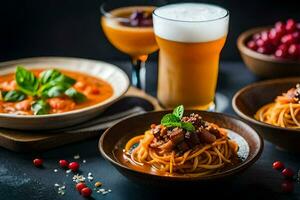 spaghetti met gehaktballen en tomaat saus. ai-gegenereerd foto