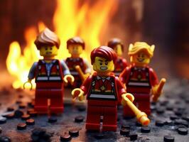 Lego heroes samenwerken omhoog naar opslaan de wereld ai generatief foto