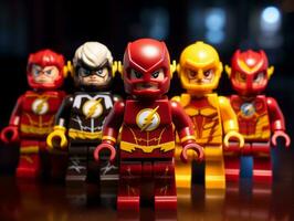 Lego heroes samenwerken omhoog naar opslaan de wereld ai generatief foto