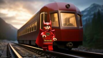 Lego heroes samenwerken omhoog naar opslaan de wereld ai generatief foto