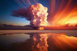 majestueus wolk zonsondergang explosie. genereren ai foto
