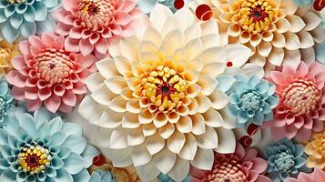 generatief ai, bloemen kleurrijk patroon, natuurlijk planten en bloemen achtergrond, psychedelisch illustratie. gebladerte ornament foto