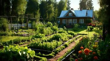 natuur Russisch datsja tuinen ai gegenereerd foto