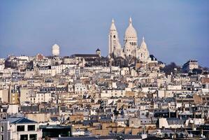 Parijse panorama sacre coeur daken foto