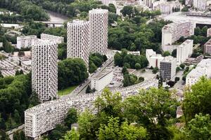 panoramisch overzien van grenoble stad foto