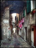 wijnoogst straten van ventimiglia, Italië foto