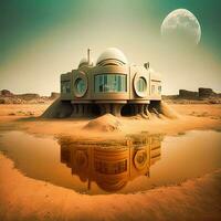 futuristische Mars huis ai gegenereerd buitenaards leven foto