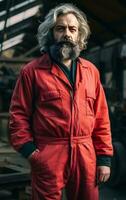 hedendaags Karl marx rood gekleed arbeider portret generatief ai foto