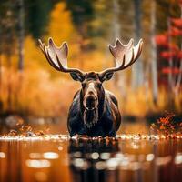 majestueus eland in herfst generatief ai bokeh kunst foto