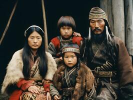 ainu familie in traditioneel kleding generatief ai foto