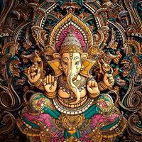 goddelijk creatie ai gegenereerd voortreffelijk ganesh beeldhouwwerk foto