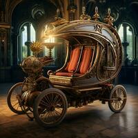 retrofuturistisch vervoer een 17e eeuw geïnspireerd generatief ai meesterwerk foto