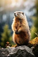 majestueus marmot een berg portret generatief ai foto