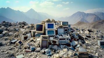 ai-gegenereerd gigantisch berg van e-waste foto