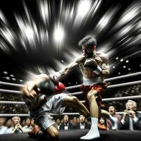 krachtig stempel ai-gegenereerd gewelddadig ko in boksen foto