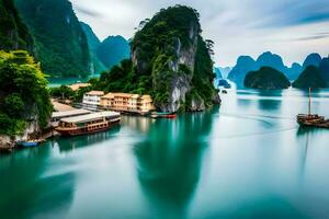 de mooi landschap van Halong baai. ai-gegenereerd foto