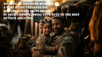 wensen mijn inspirerend man een heel gelukkig veteranen dag. mei u altijd schijnen helder in uw uniform, aan het doen uw plicht naar de het beste van uw capaciteiten. foto