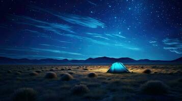 buitenshuis steppe sterrenhemel nacht ai gegenereerd foto