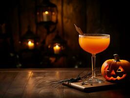 halloween smakelijk cocktail drinken in de partij of club nacht bar, ai gegenereerd foto