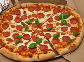 pizza mooi dichtbij omhoog beeld ai gegenereerd foto