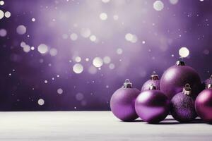 Purper Kerstmis ballen over- wazig achtergrond. ai generatief foto