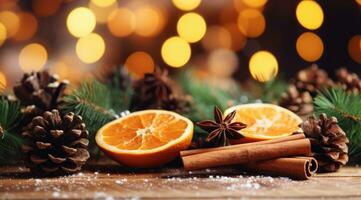 droog sinaasappels met anijs en kaneel stokjes foto