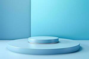 minimalistisch licht blauw achtergrond voor Product presentatie met podia foto
