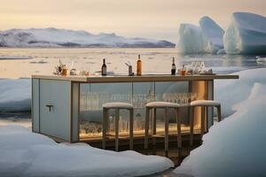 de interieur van de bar in Aan een ijs ijsschots. Nee een. de concept van eenzaamheid foto