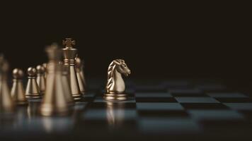 goud en zilver schaak stukken in schaak bord spel voor bedrijf vergelijking. leiderschap concepten, menselijk hulpbron beheer concepten. foto