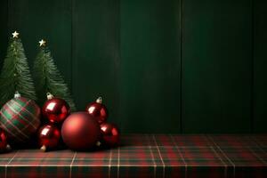 Kerstmis Schotse ruit plaid ontwerp. seizoensgebonden achtergrond met plaid textuur. generatief ai foto