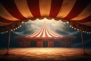 circus tent gezien van binnen. generatief ai foto