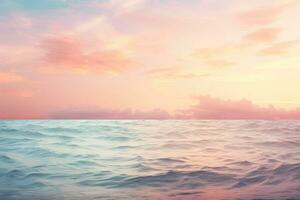 zacht pastel zonsondergang over- de oceaan. rustgevend achtergrond. generatief ai foto