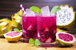 pitahaya of draak fruit mojito. generatief ai foto