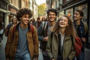 gelukkig college kinderen wandelen foto