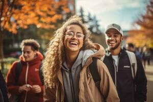 gelukkig college kinderen wandelen foto