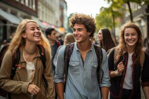 gelukkig college kinderen wandelen foto