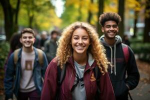 gelukkig college kinderen wandelen foto