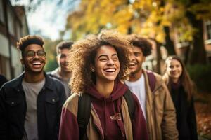 gelukkig college kinderen wandelen foto