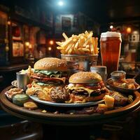 snel voedsel, hamburger achtergrond beeld ai generatief foto