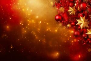 mooi rood achtergrond met goud Kerstmis elementen met ruimte voor tekst foto