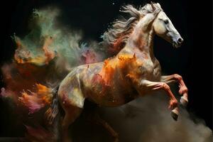 abstract paard in vaag kleur en getextureerde beweging, generatief ai illustratie foto