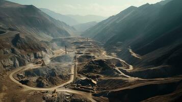 hoogte visie van een Open pit mijnbouw plaats foto