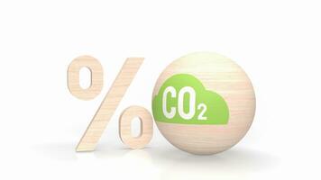 de co2 icoon Aan hout bal voor ecologisch concept 3d renderen foto