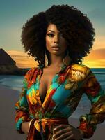 Afrikaanse zwart vrouw portret, schattig meisje voorraad foto achtergrond, generatief ai