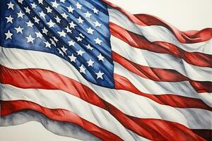 Verenigde Staten van Amerika vlag. Amerikaans vlag tekening. gegenereerd door kunstmatig intelligentie- foto