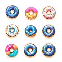 reeks van kleurrijk donuts met verschillend kleuren. waterverf stijl illustratie foto