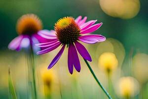 Purper zonnehoed in de veld. ai-gegenereerd foto