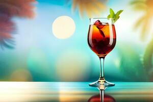 cocktail in glas met tropisch achtergrond. ai-gegenereerd foto