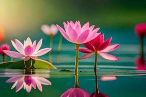 roze lotus bloemen in de water. ai-gegenereerd foto